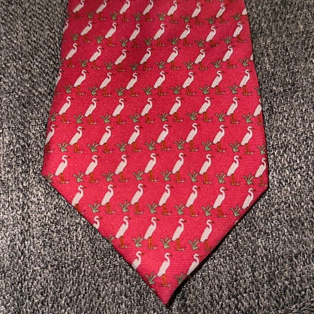 Silk egret bird tie